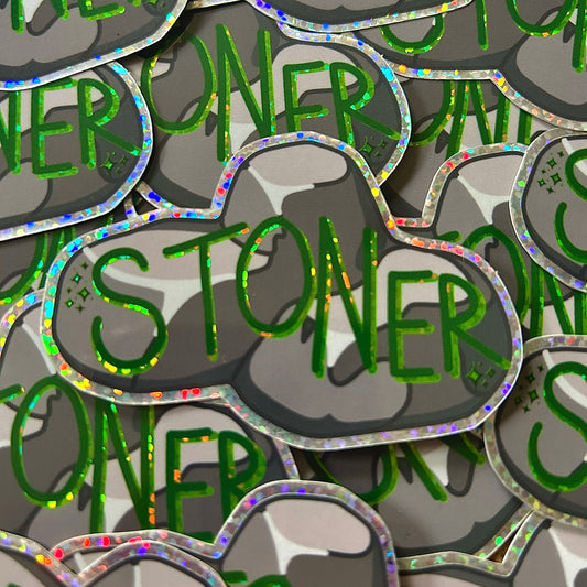 "Stoner" Holographic Glitter Sticker