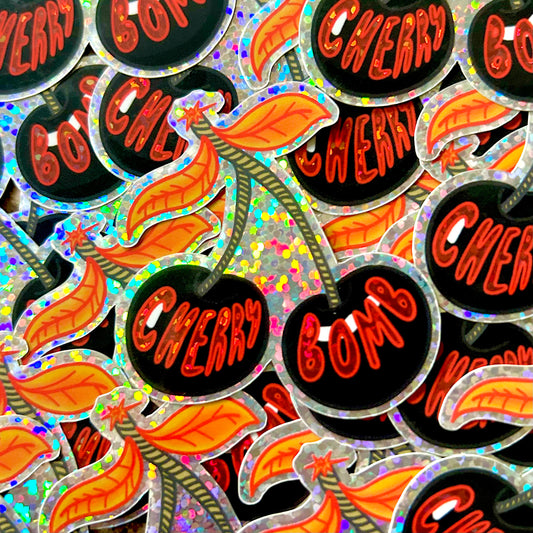 "Cherry Bomb" Holographic Glitter Sticker