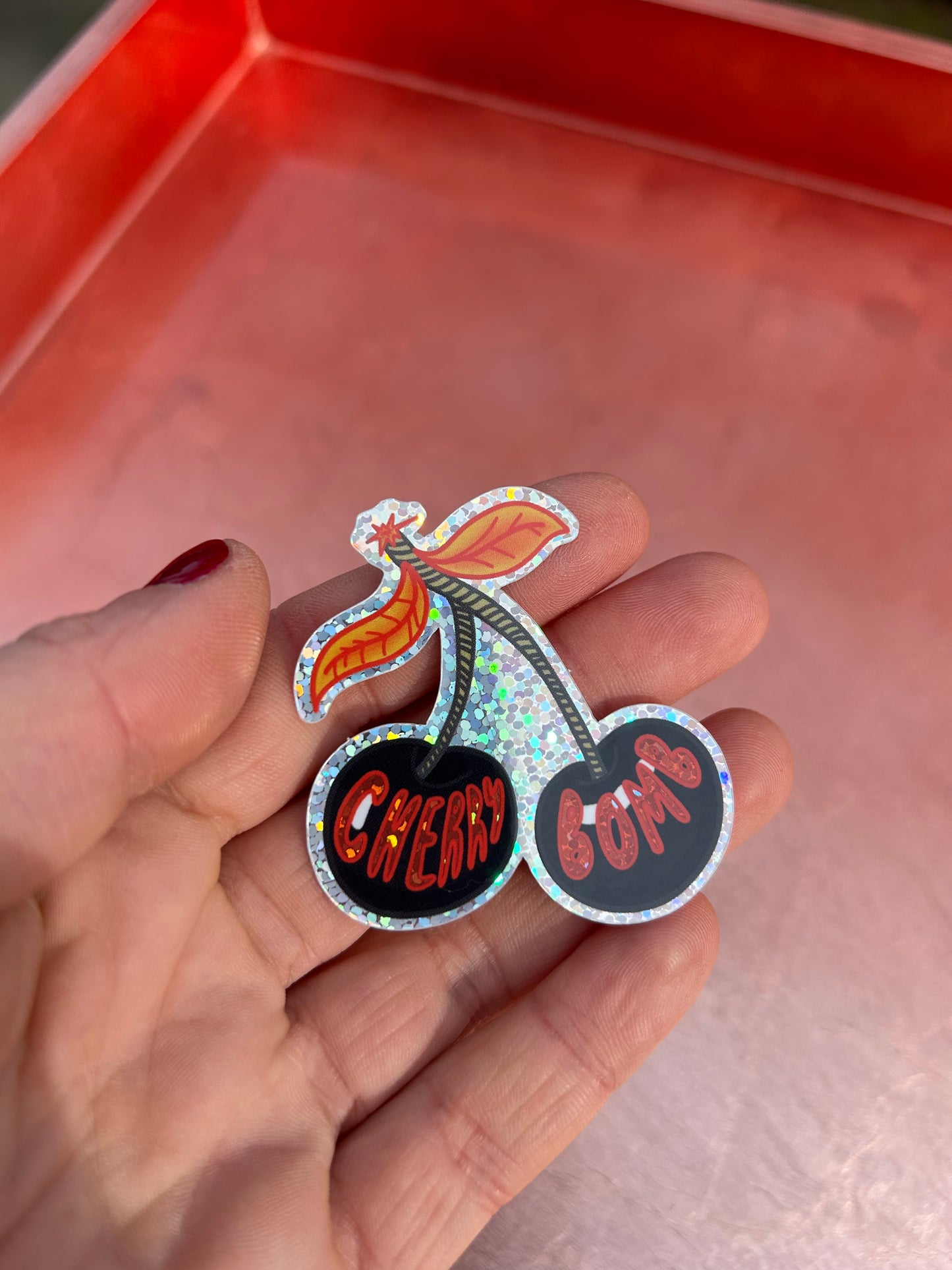 "Cherry Bomb" Holographic Glitter Sticker