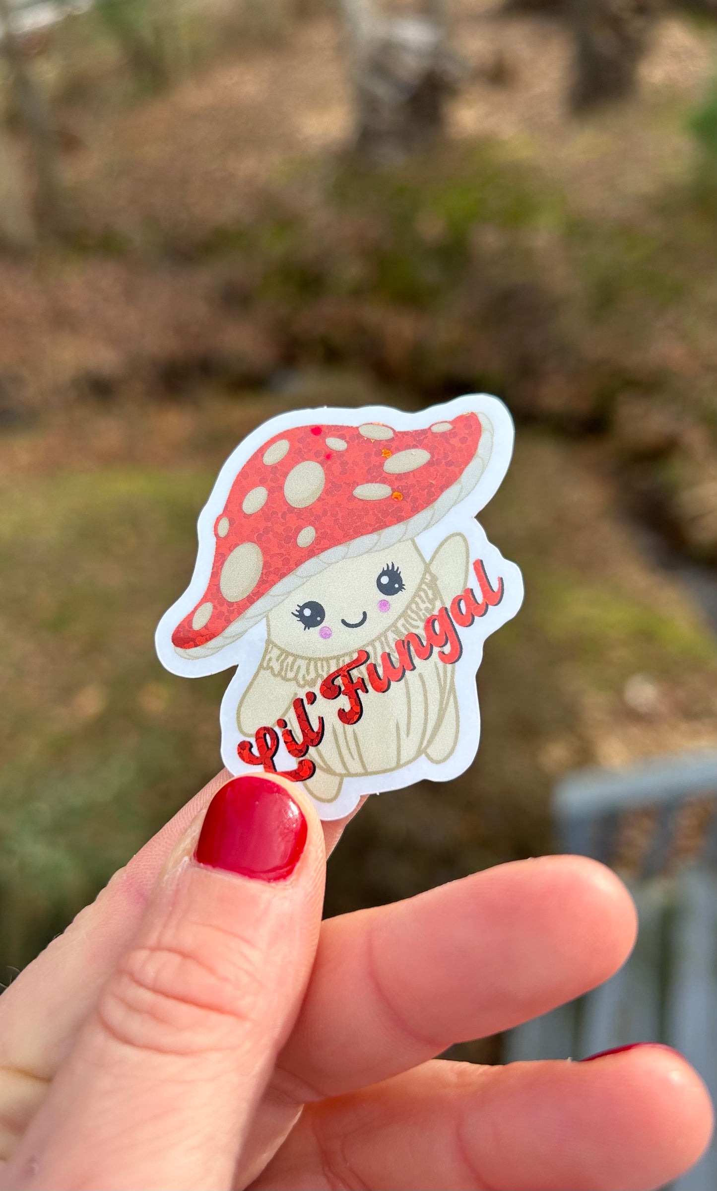 "Lil' Fungal" Holographic Glitter Sticker