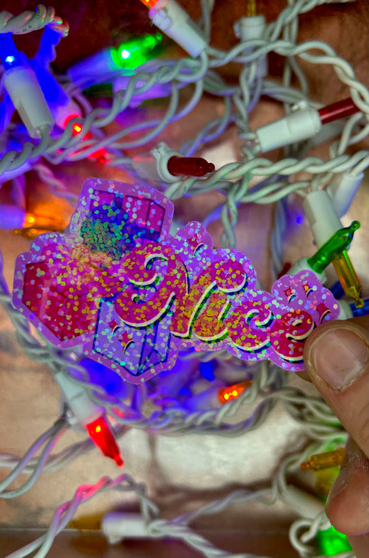 "Nice" Presents Holographic Glitter Sticker