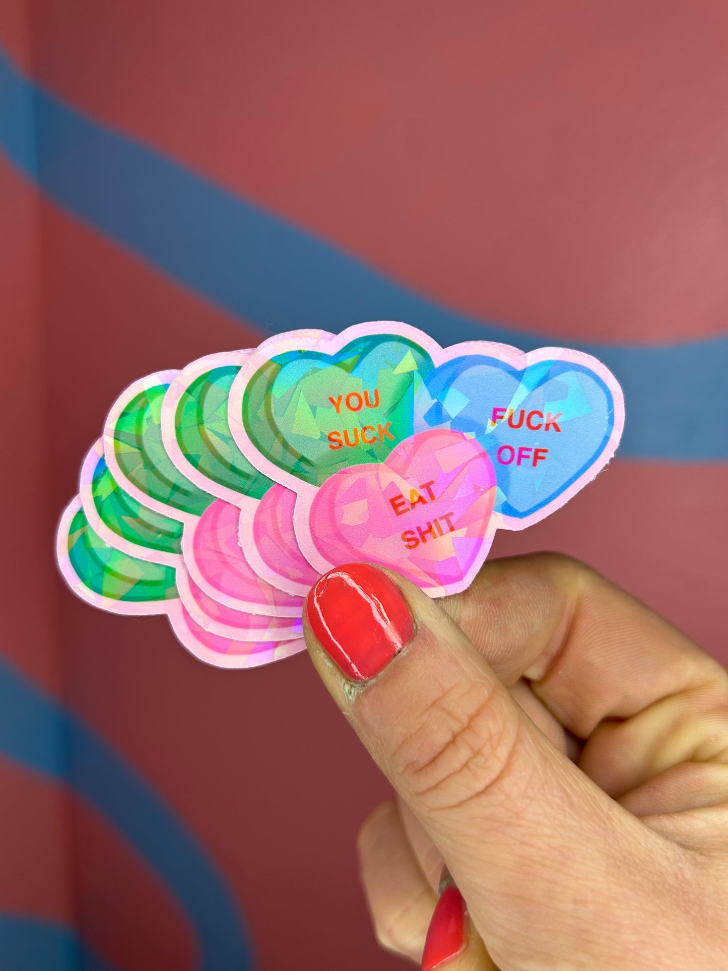 Not-So-Sweet Hearts Shatter Holographic Stickers