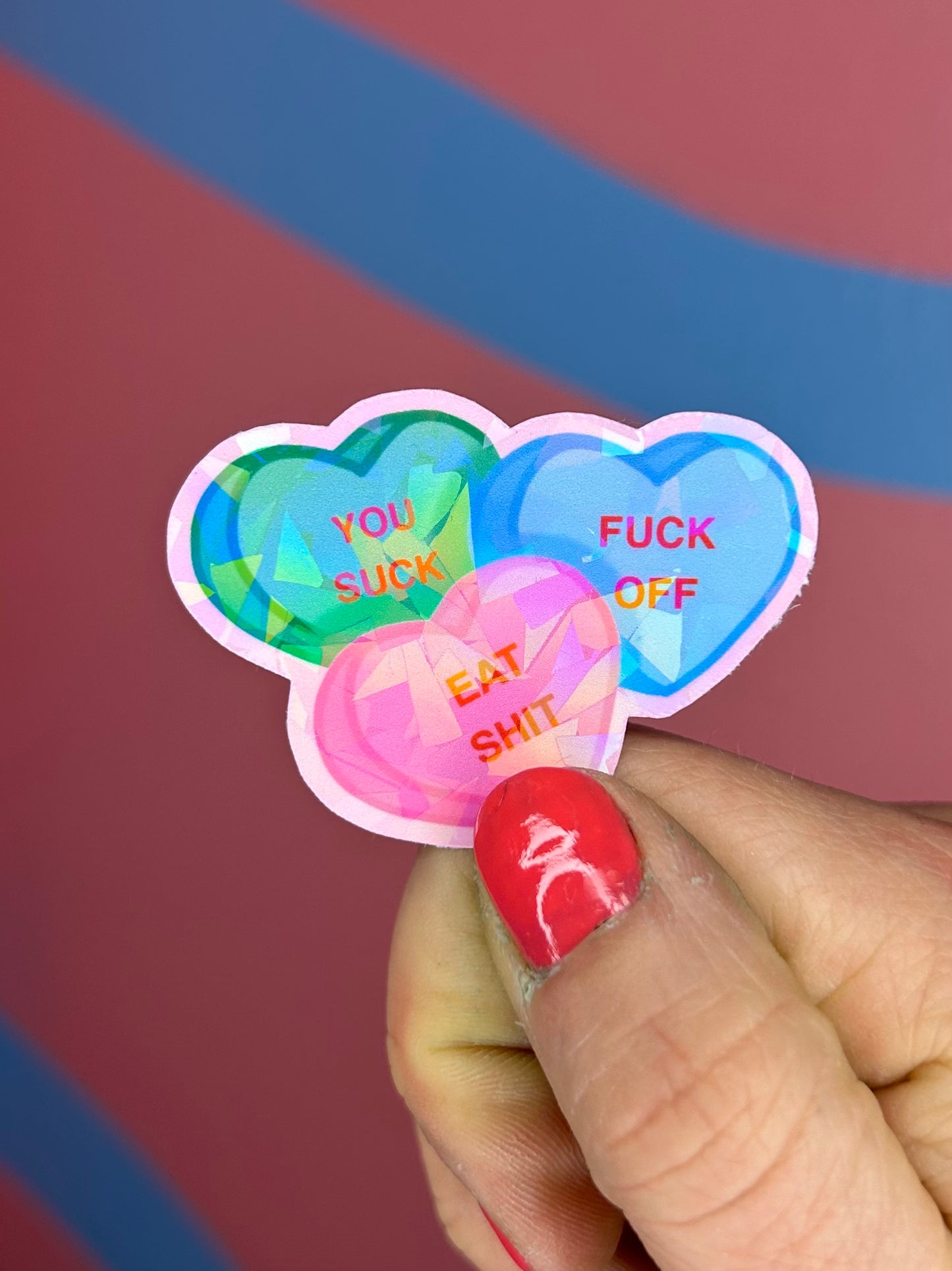 Not-So-Sweet Hearts Shatter Holographic Stickers