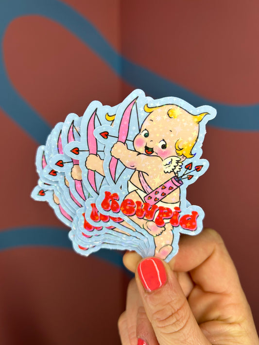 "Kewpid" Kewpie Twinkle Holographic Glitter Sticker