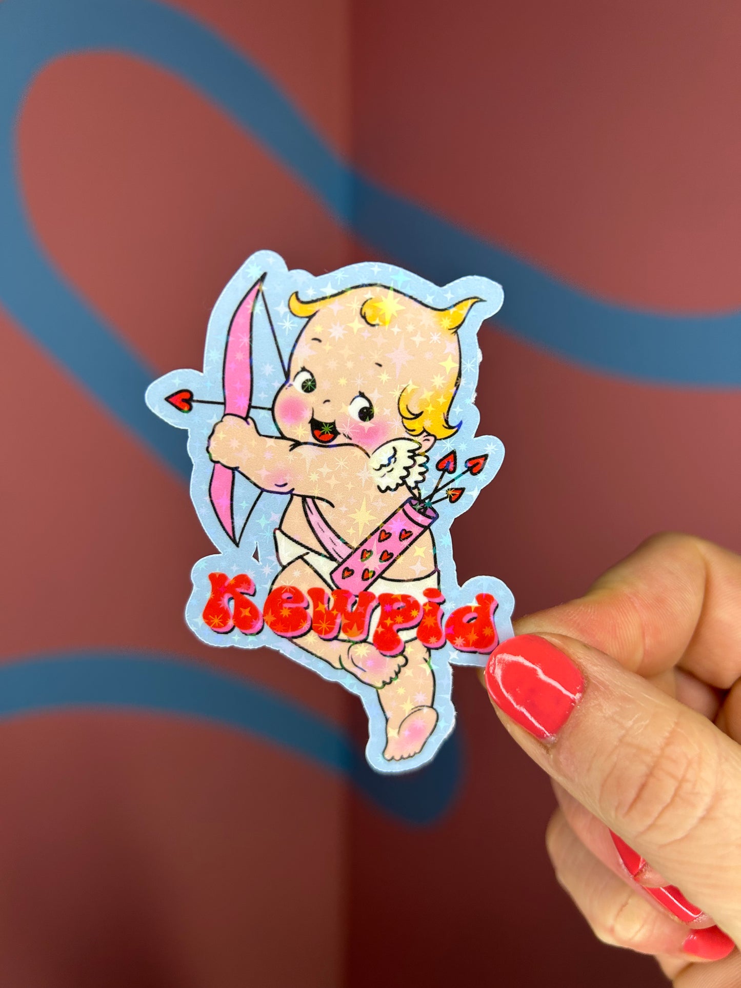 "Kewpid" Kewpie Twinkle Holographic Glitter Sticker