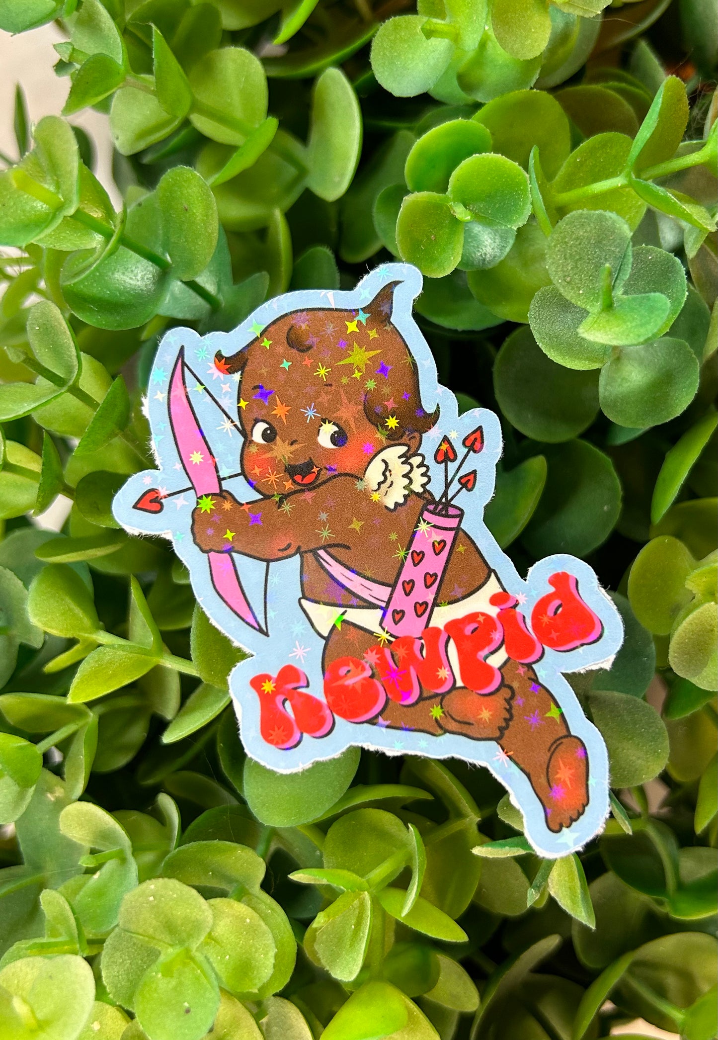 "Kewpid" Kewpie Twinkle Holographic Glitter Sticker