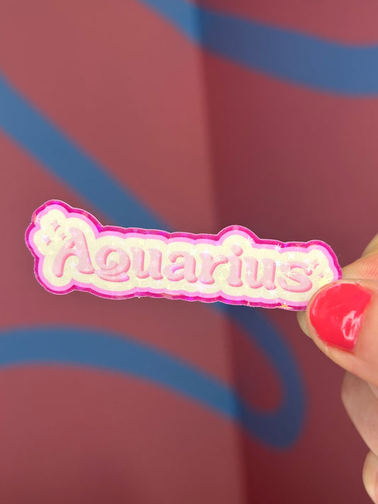 "Aquarius" Horoscope Twinkle Glitter Holographic Sticker