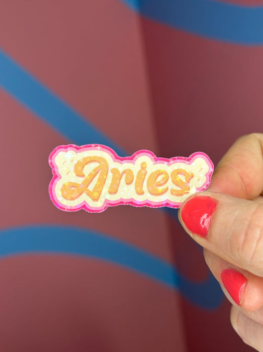 "Aries" Horoscope Twinkle Glitter Holographic Sticker