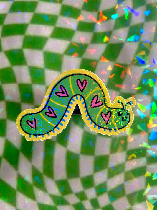 Love Bug Caterpillar Holographic Sticker