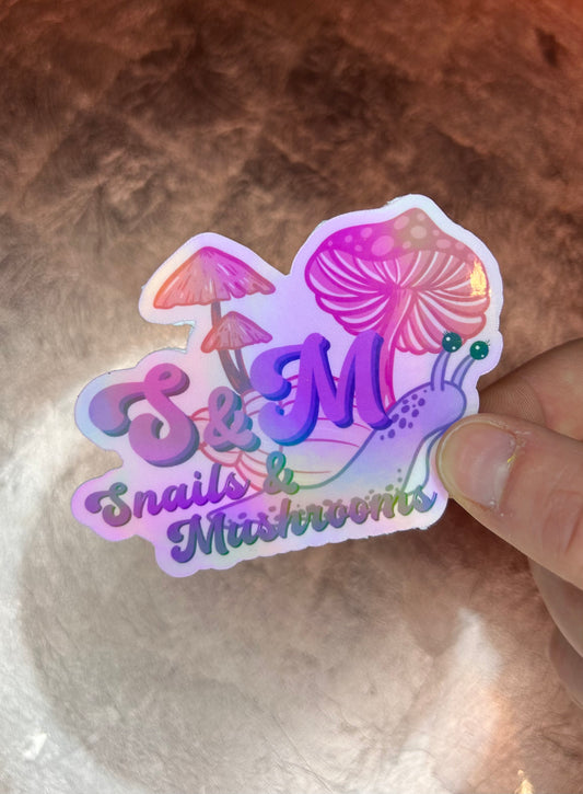 "Snails + Mushrooms" Holographic Sticker